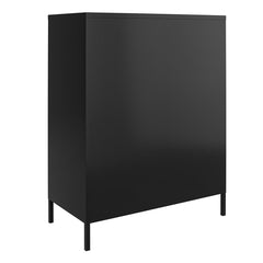 Accent Storage Cabinet, Black Metal with 3 Shelves