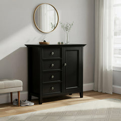 Accent Storage Cabinet with 4 Drawers and 1 Door in Black
