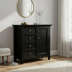 Accent Storage Cabinet with 4 Drawers and 1 Door in Black