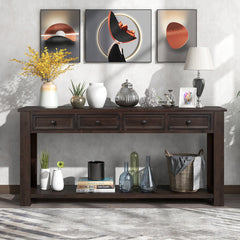 Accent Storage Unit, 4 Drawers, 1 Shelf, Pine Wood, Espresso