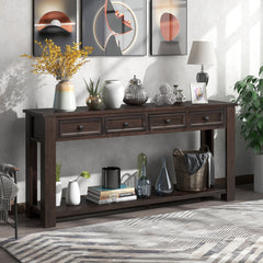 Accent Storage Unit, 4 Drawers, 1 Shelf, Pine Wood, Espresso