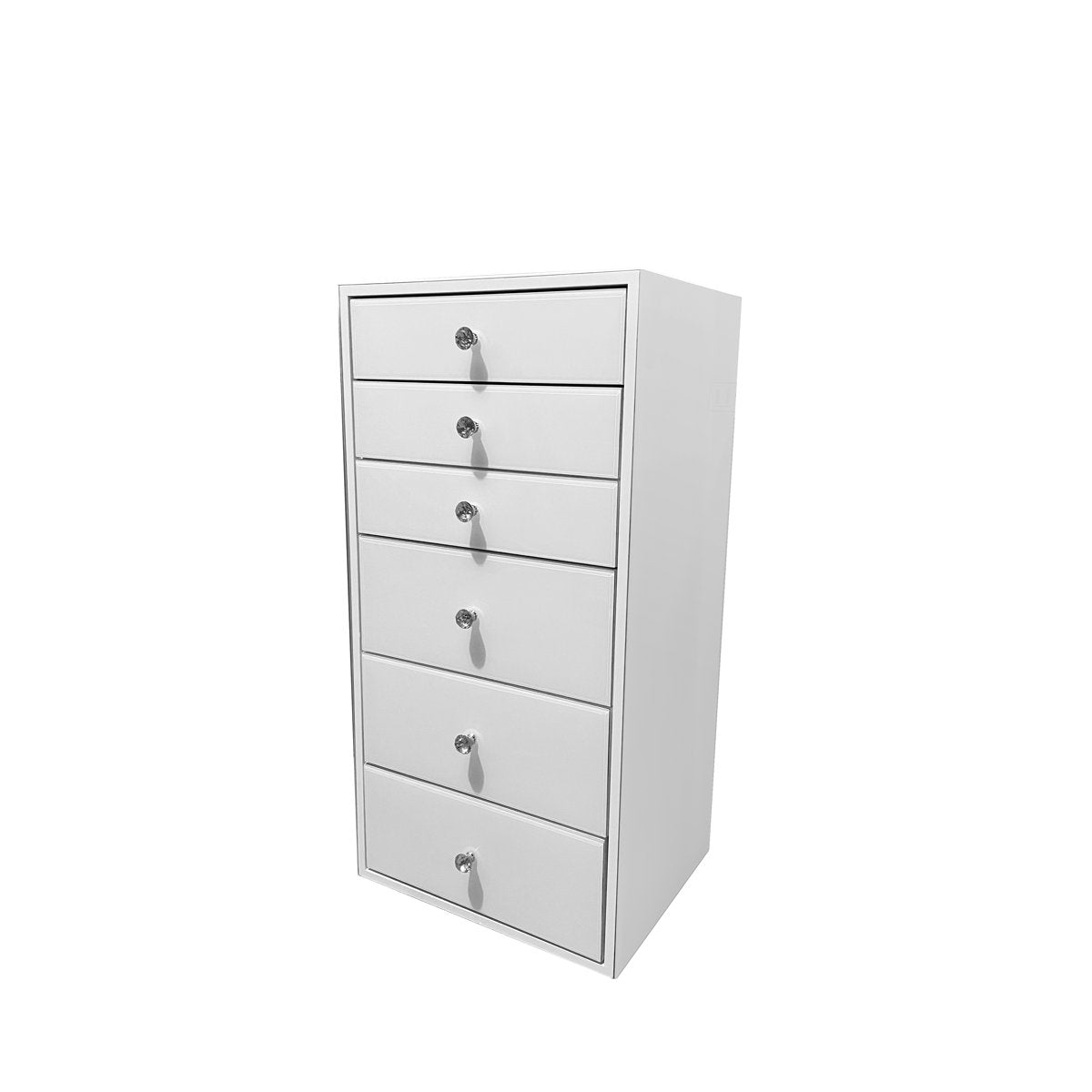 Accent Storage Unit, 6 Drawers, Glass Top, Manufactured Wood, White