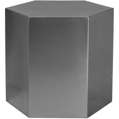 Accent Table, Hexagonal, Gray Metal Top and Base