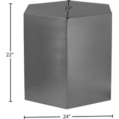 Accent Table, Hexagonal, Gray Metal Top and Base