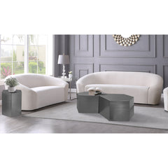 Accent Table, Hexagonal, Gray Metal Top and Base
