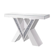 Accent Table in Mirrored Glass with V-Shaped Mirrored Base