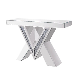 Accent Table in Mirrored Glass with V-Shaped Mirrored Base
