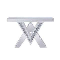 Accent Table in Mirrored Glass with V-Shaped Mirrored Base