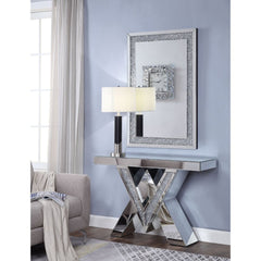 Accent Table in Mirrored Glass with V-Shaped Mirrored Base