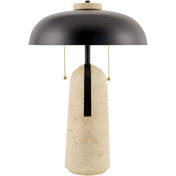 Accent Table Lamp, 21 in Tall, Brown Iron Base with White Linen Shade
