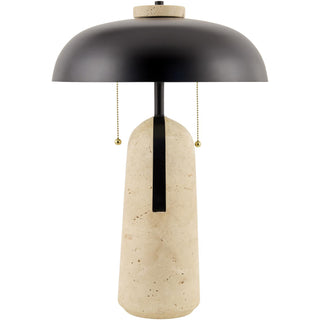 Accent Table Lamp, 21 in Tall, Brown Iron Base with White Linen Shade