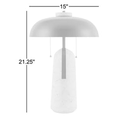 Accent Table Lamp, 21 in Tall, Brown Iron Base with White Linen Shade