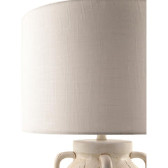 Accent Table Lamp, 29 in H, White Ceramic with Linen Shade