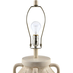 Accent Table Lamp, 29 in H, White Ceramic with Linen Shade