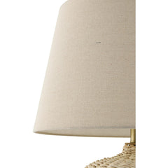 Accent Table Lamp, Rattan Base with Linen Shade, Beige