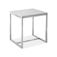 Accent Table, Rectangular, White Marble with Silver Base