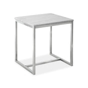 Accent Table, Rectangular, White Marble with Silver Base