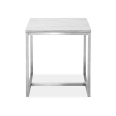 Accent Table, Rectangular, White Marble with Silver Base