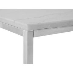 Accent Table, Rectangular, White Marble with Silver Base