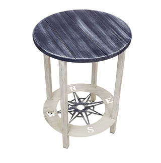 Accent Table, Round, 1 Shelf, Weathered Navy Top, Cottage/Navy Base