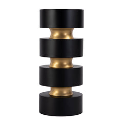 Accent Table, Round Black Iron and Mango Wood with Gold Detailing