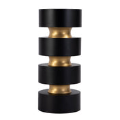 Accent Table, Round Black Iron and Mango Wood with Gold Detailing