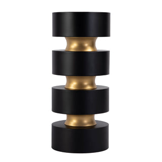 Accent Table, Round Black Iron and Mango Wood with Gold Detailing