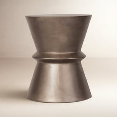 Accent Table, Round Concrete Drum Base in Bronze