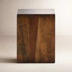 Accent Table, Solid Wood Top, Reclaimed Fruitwood Finish
