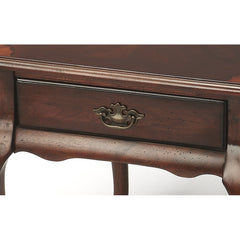 Accent Table with Drawer, Cherry Veneer Top and Antique Brass Hardware