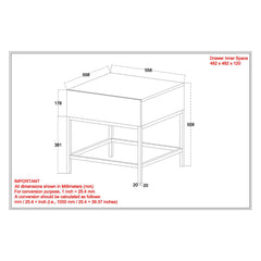 Accent Table with Drawer, Solid Mango Wood Top, Brown, Black Iron Frame