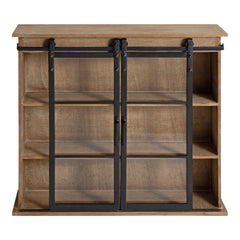 Accent Wall Cabinet with Glass Doors, 3 Shelves, Rustic Brown