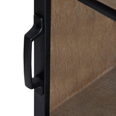 Accent Wall Cabinet with Glass Doors, 3 Shelves, Rustic Brown