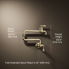 Kohler Artifacts Single-Hole Wall-Mount Pot Filler | product photo