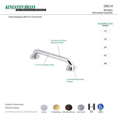 ADA Grab Bar, Meridian, 42 Inch with 1-1/4 Inch Diameter in Polished Brass