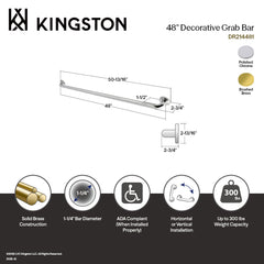 ADA Grab Bar, Milano, 48-Inch Brass in Polished Chrome