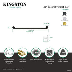 ADA Grab Bar, Sona, 42-Inch Brass in Brushed Brass