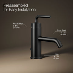 Purist Single Hole Bathroom Faucet with Drain Assembly in Matte Black | product photo