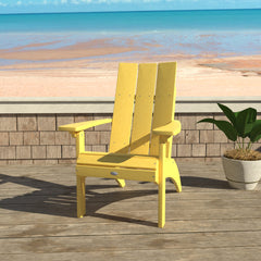 Adirondack Chair in Yellow High Density Polyethylene with Curved Back