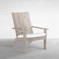 Adirondack Chair, Solid Teak in Oyster Teak with Natural White Cushion