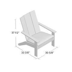 Adirondack Chair, Solid Teak in Oyster Teak with Natural White Cushion