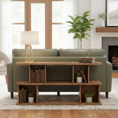 Adjustable Cube Bookcase with 2 Shelf Tiers in Antique Brown