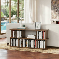 Adjustable Cube Bookcase with 2 Shelf Tiers in Antique Brown