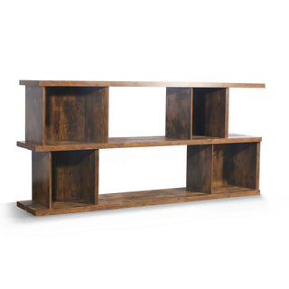 Adjustable Cube Bookcase with 2 Shelf Tiers in Antique Brown