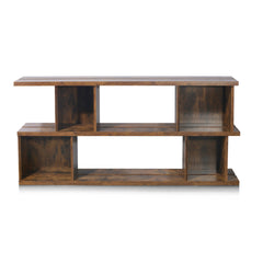 Adjustable Cube Bookcase with 2 Shelf Tiers in Antique Brown