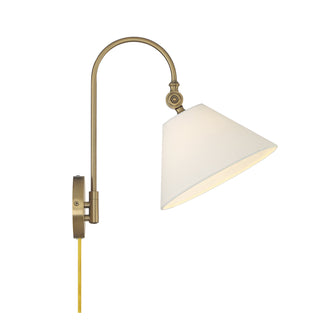 Adjustable Wall Sconce, 1-Light, Brass with White Shade