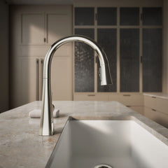 Kohler Graze Touchless Pull-Down Kitchen Sink Faucet With Three-Function Sprayhead in Vibrant Polished Nickel | product photo
