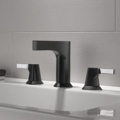 Zura Widespread Faucet with Drain Assembly in Chrome/Black | product photo
