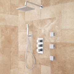 Ryle Complete Thermostatic Shower System with Rough-in Valve in Chrome | product photo