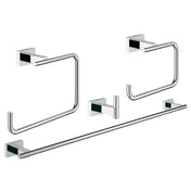 Essentials Cube 4 - Piece Bathroom Hardware Set in StarLight Chrome
